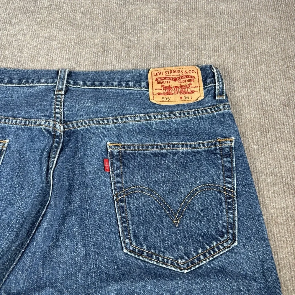 Levis 505 Jean‎ Shorts Mens 36 Regular Fit Blue Denim Cotton Workwear Skater Y2K